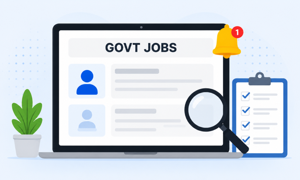 Government Jobs Portal Dashboard Illustration for Sarkari Naukri Updates